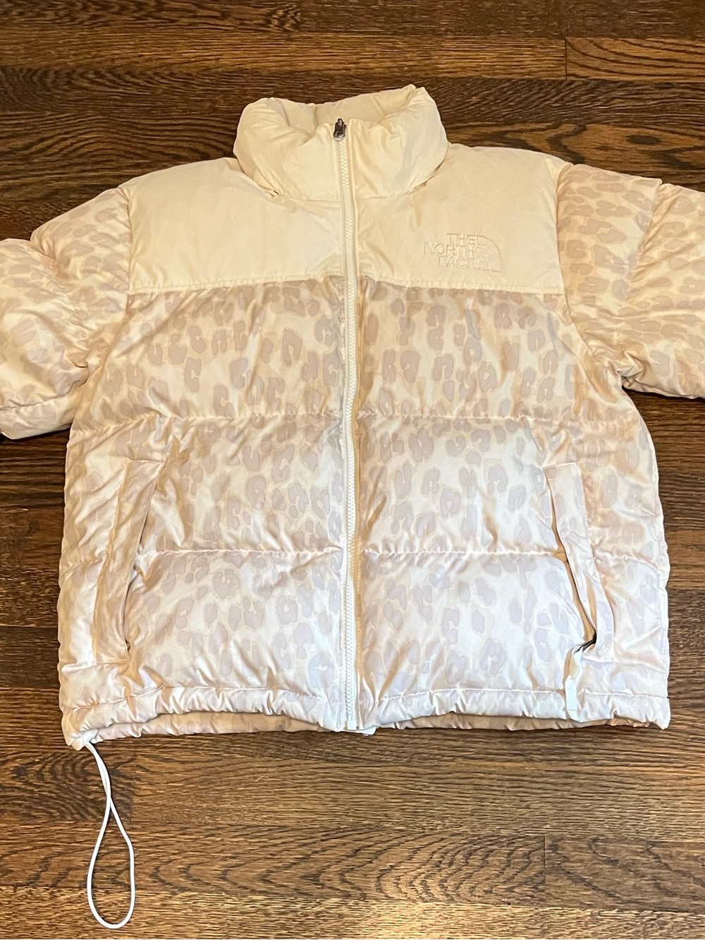 The North Face Women’s Cream Leopard-Print Nuptse Puffer Jacket
